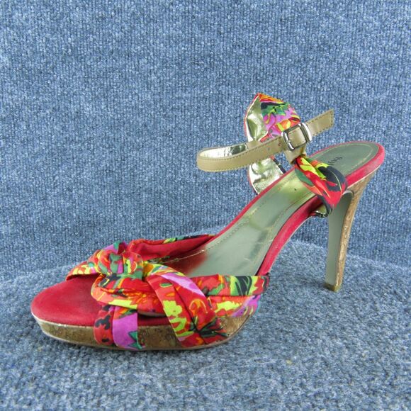 Style&co. Owenn Ankle Strap Women Platform Heel Shoes‎ Size 11 Medium Red Fabric - Picture 1 of 8
